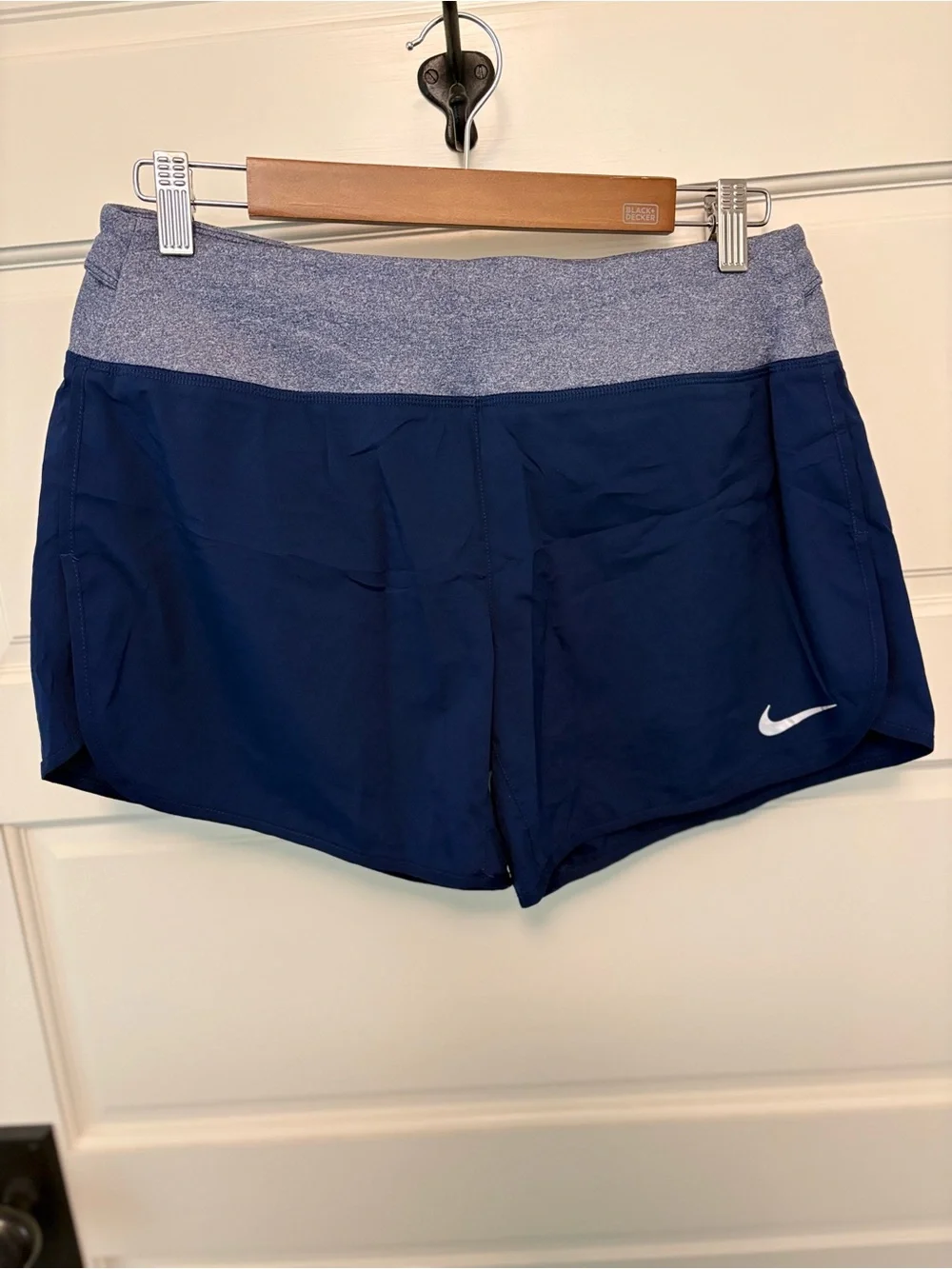 Nike Women's Navy Athletic Shorts with Heathered Gray Waistband